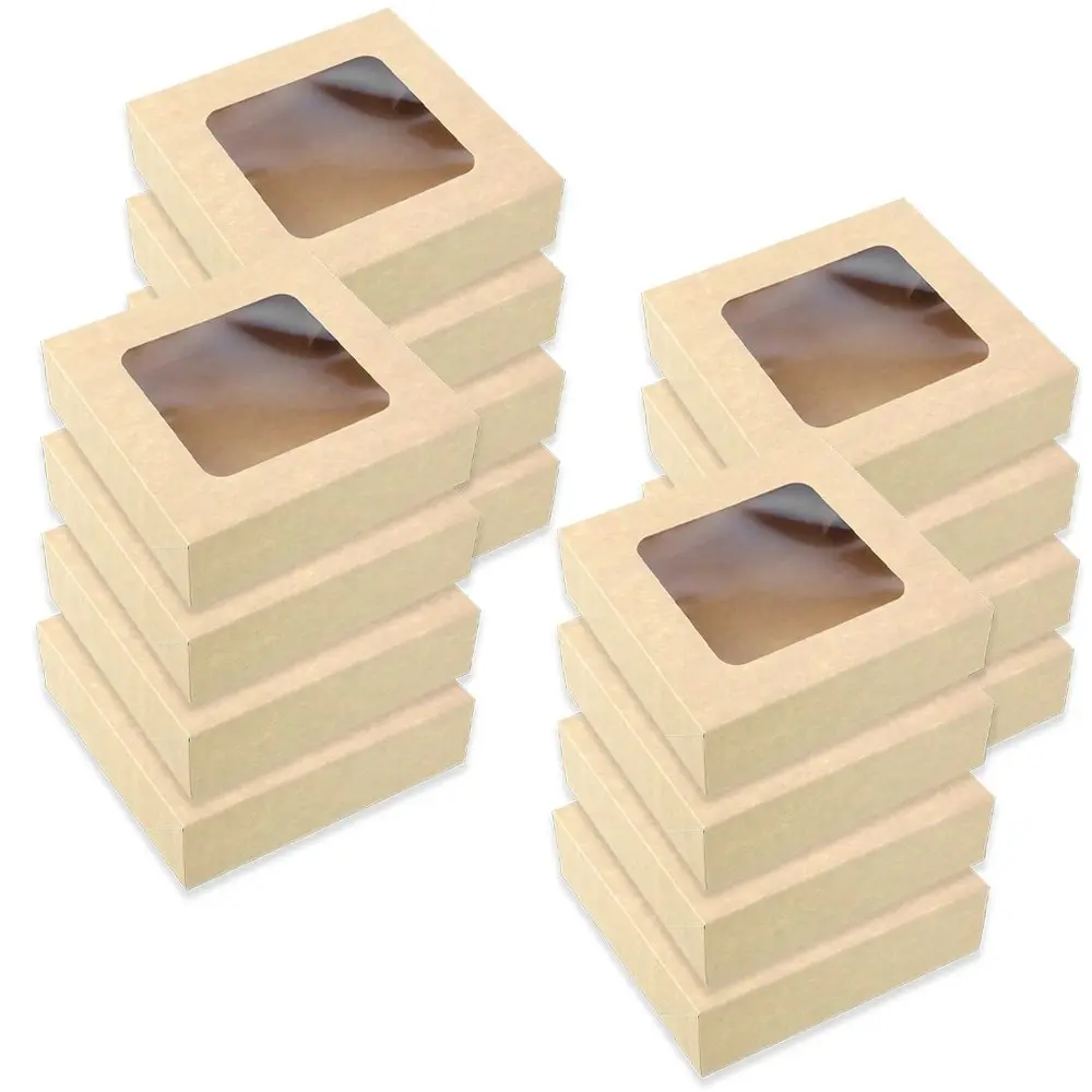 4x 4pc Lemon And Lime 23cm Eco Kraft Disposable Catering 3.2L Lid Grazing Box - Hobbies