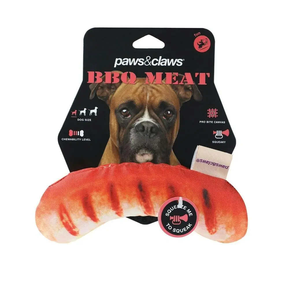 Paws & Claws Feed Me BBQ Sausage Oxford Pet/Dog Play Toy w/ Squeaker 20x5cm - Pets