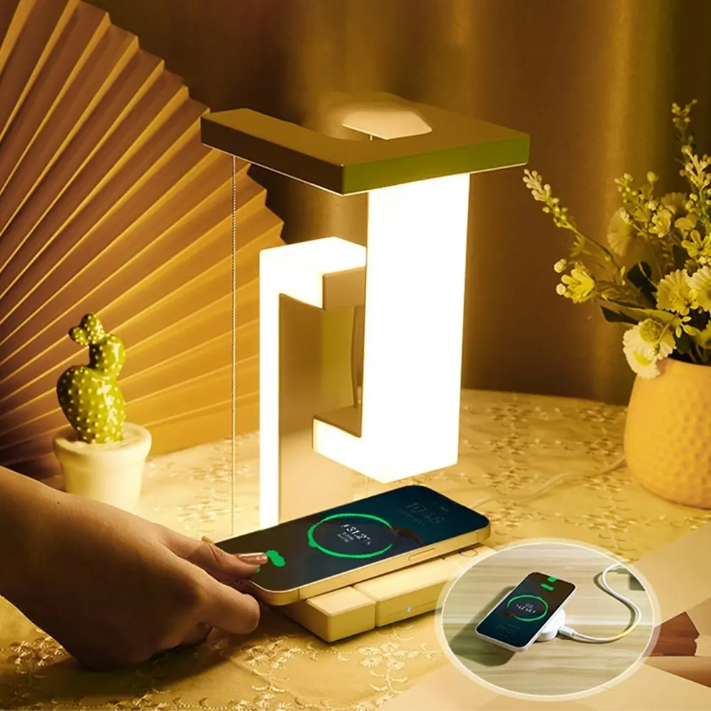 2 in 1 Phone Wireless Charger Suspension Table Light Desktop Night Light - Electronics