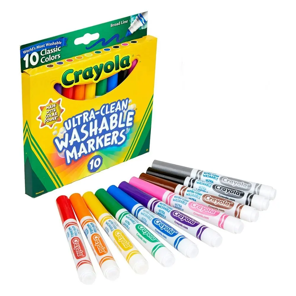 10pc Crayola Ultra Clean Classic Colours Washable Broad Line Markers For Kids 4+ - Hobbies