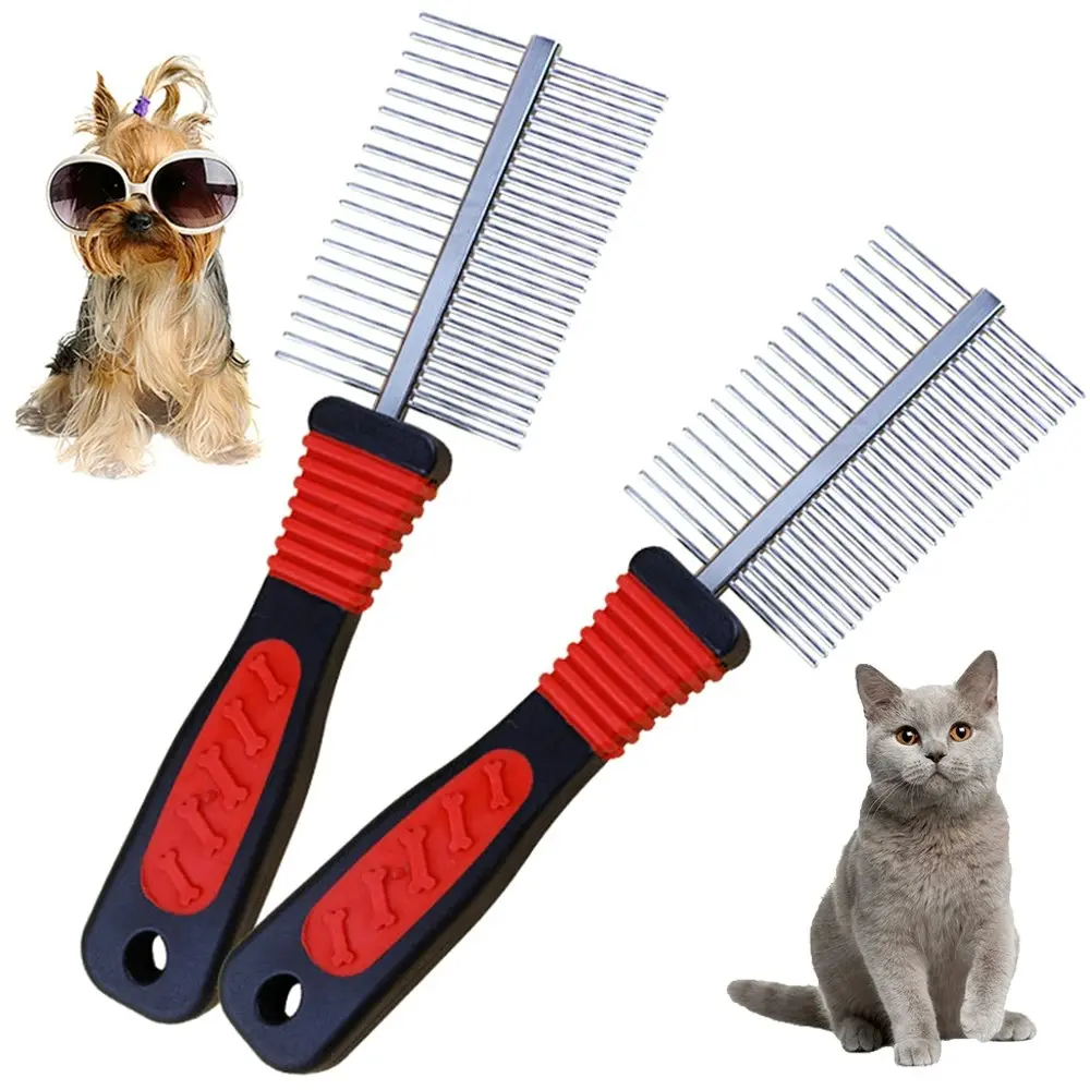 2 Pack Double Sided Pet Grooming Comb for Removes Tangles Knots Matted Dirt Hair - Pets