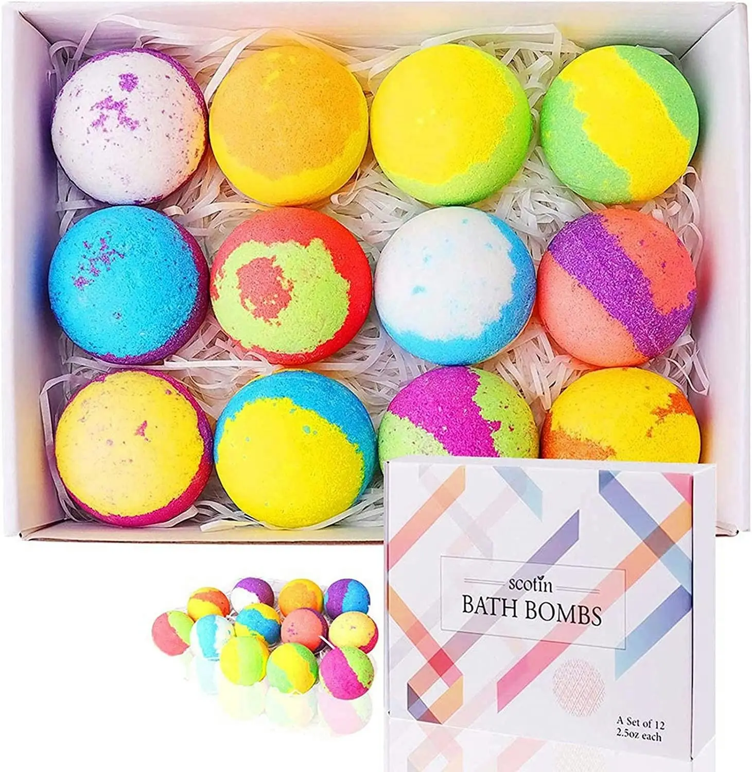 12 Pcs Handmade Bath Bombs Set with natural essential oil - Beauty