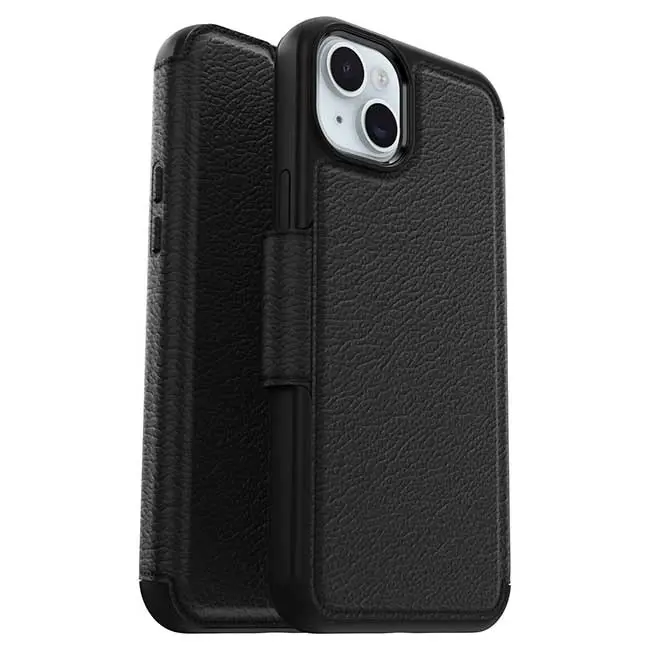 OtterBox Strada Folio MagSafe Case (Suits iPhone 15 Plus) - Black