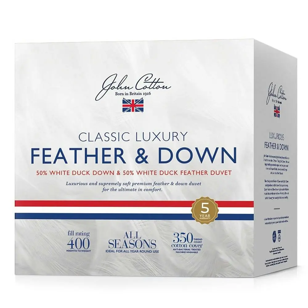 John Cotton 50/50 Duck Down 400 Fill Power Queen Bed Quilt Home Bedding White - Home & Garden