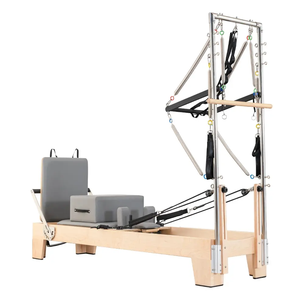 Eeeza Professional Pilates Reformer with Tower - Rubberwood & 14-Spring Resistance System