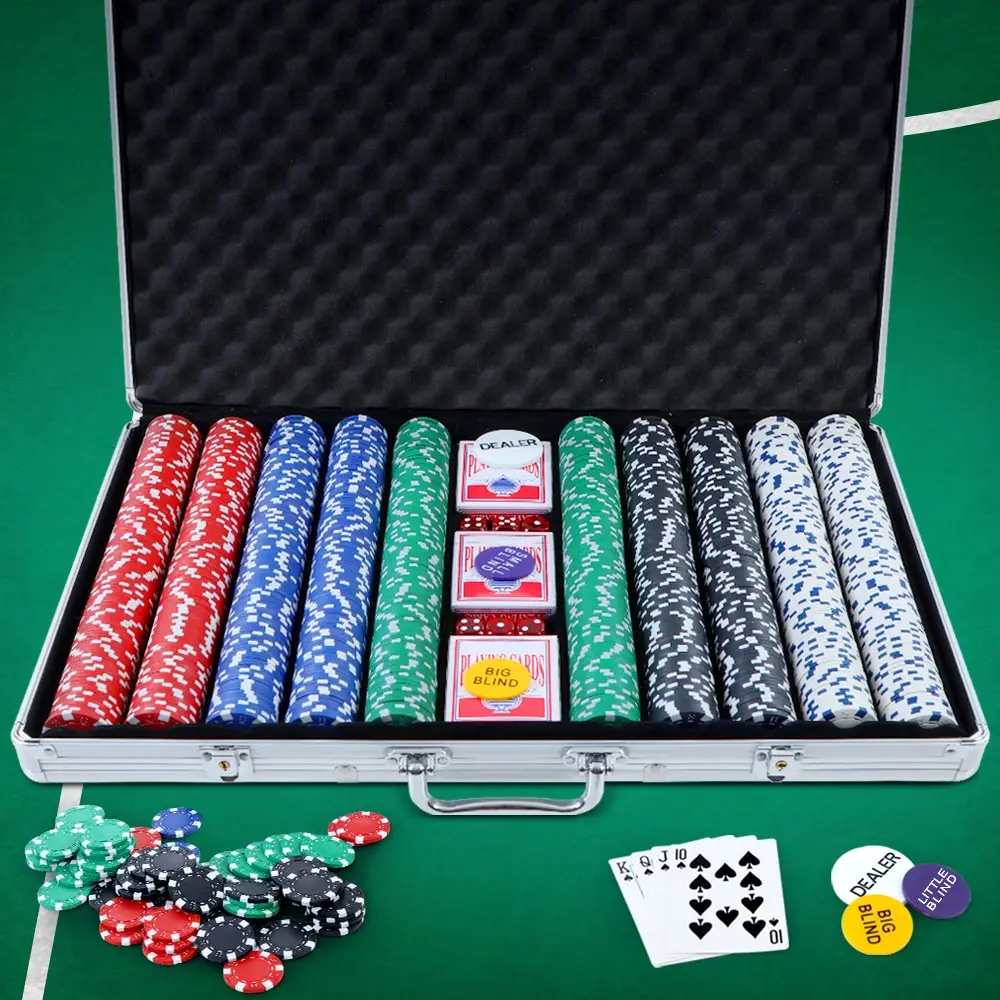 1000pcs Poker Chips Set Casino Texas Hold'em Gambling Party Game Dice Cards Case - Toys & Games