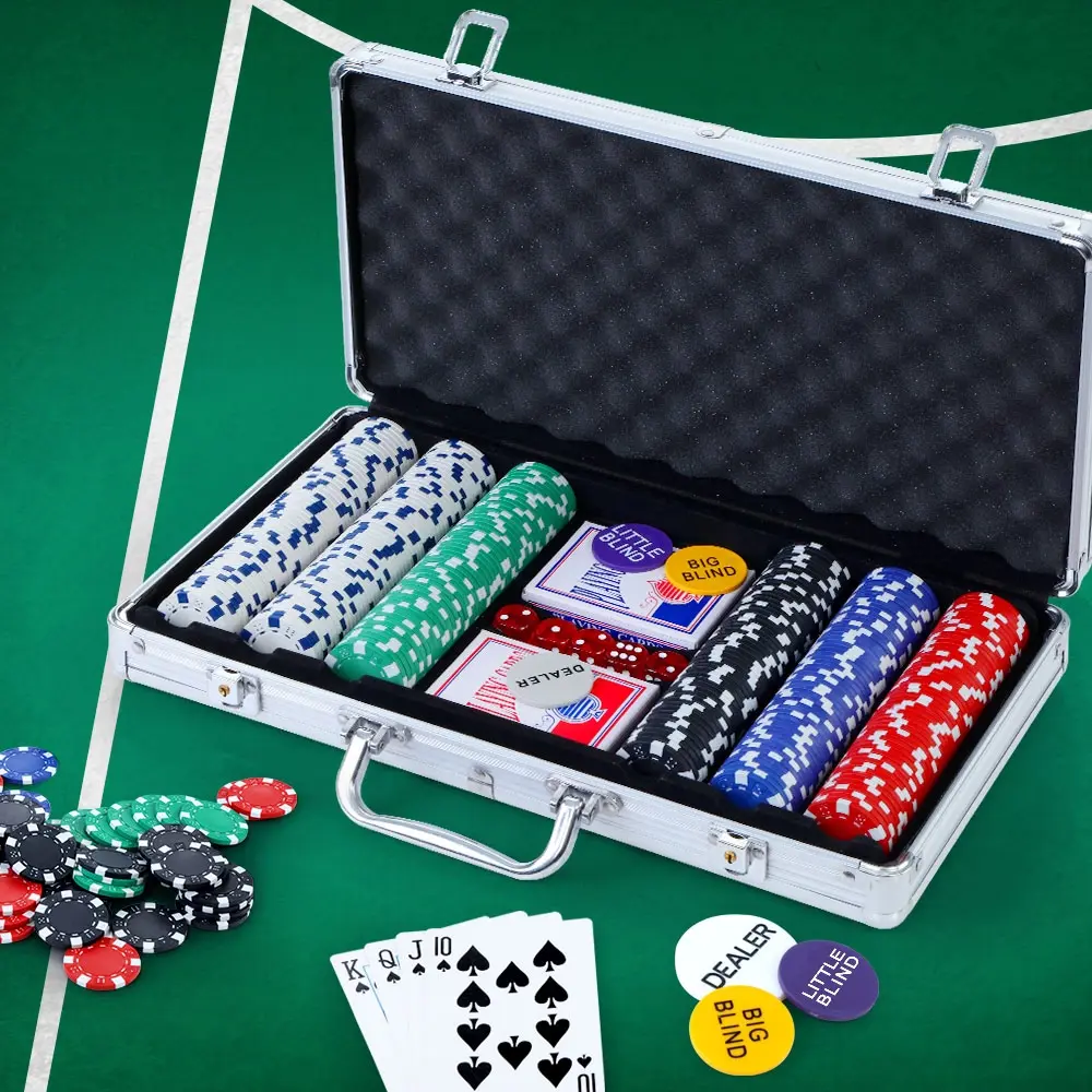 300pcs Poker Chips Set Casino Texas Hold'em Gambling Party Game Dice Cards Case - Toys & Games