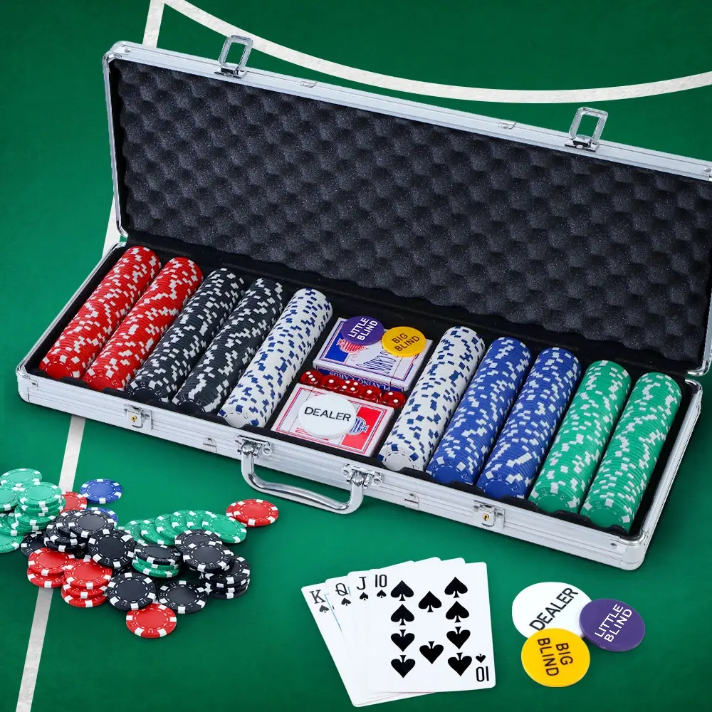 500pcs Poker Chips Set Casino Texas Hold'em Gambling Party Game Dice Cards Case - Toys & Games
