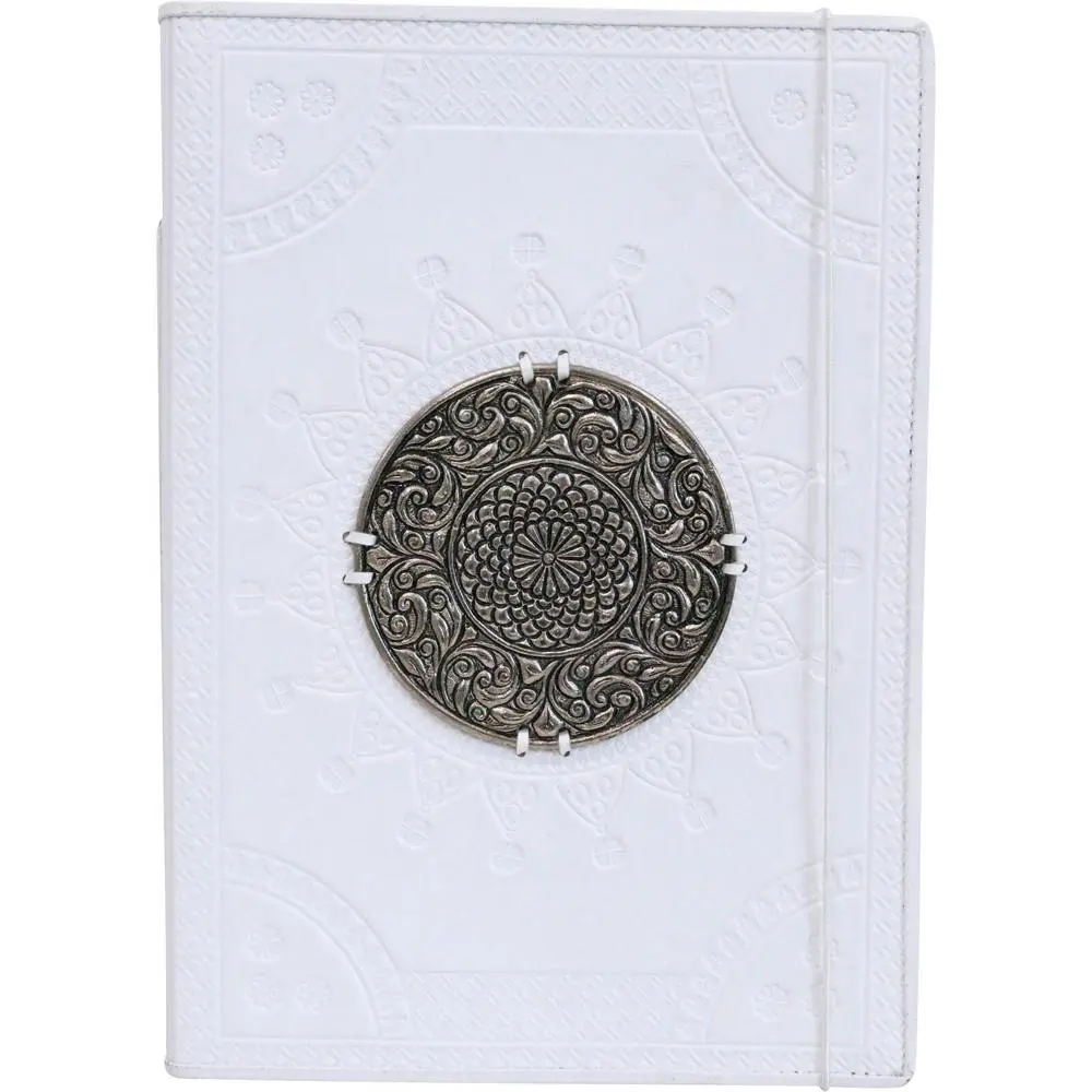 LVD Leather NoteBook Medallion White Stylish Hard Cover Journal/Diary 29x21cm - Office