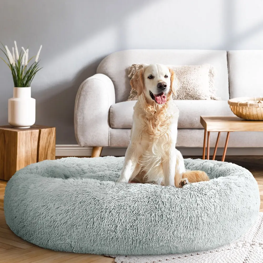 i.Pet Pet Bed Dog Cat 110cm Calming Extra Large Soft Plush Light Grey - Pets
