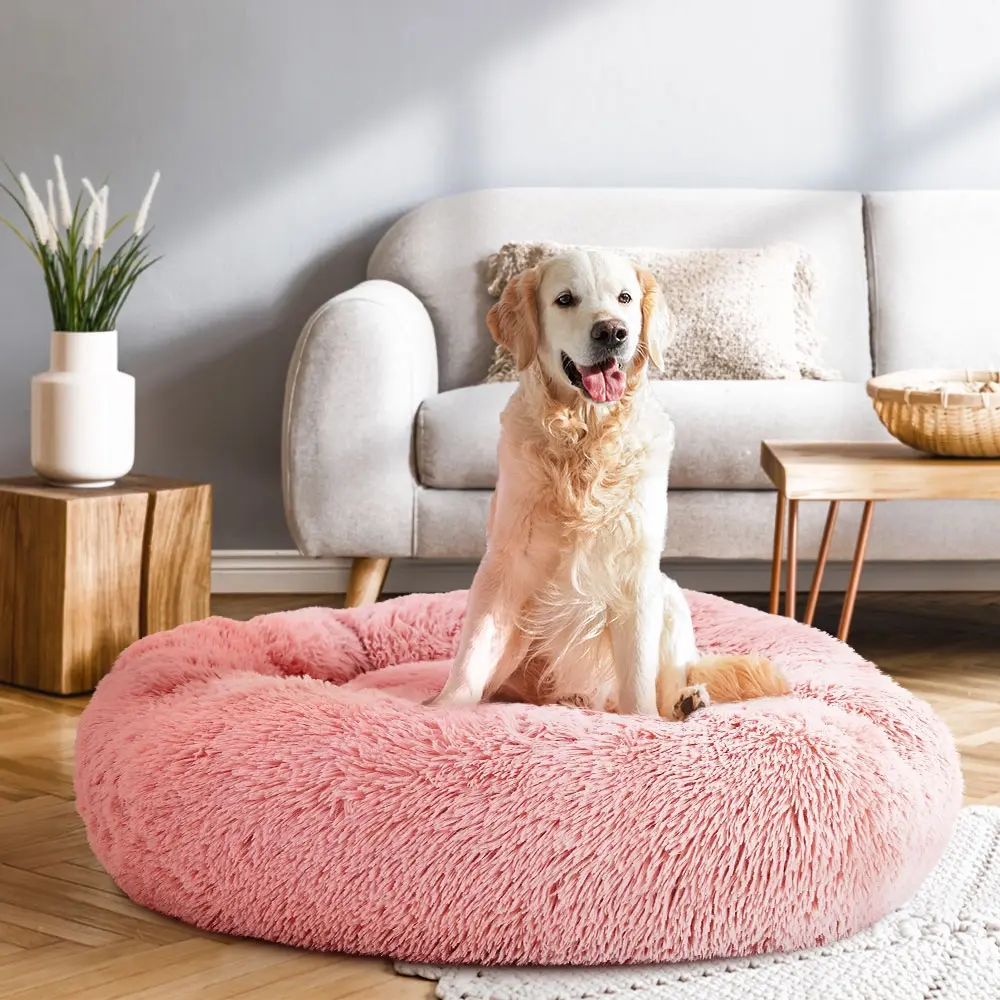 i.Pet Pet Bed Dog Cat 90cm Large Calming Soft Plush Pink - Save up to 70% Off Pet Supplies