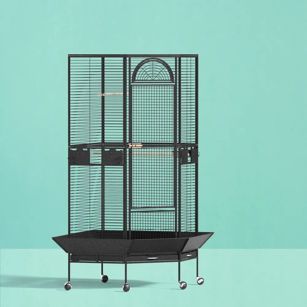i.Pet Bird Cage Large Jumbo Aviary Budgie Perch Cage Parrot Stand Wheels Corner - Pets