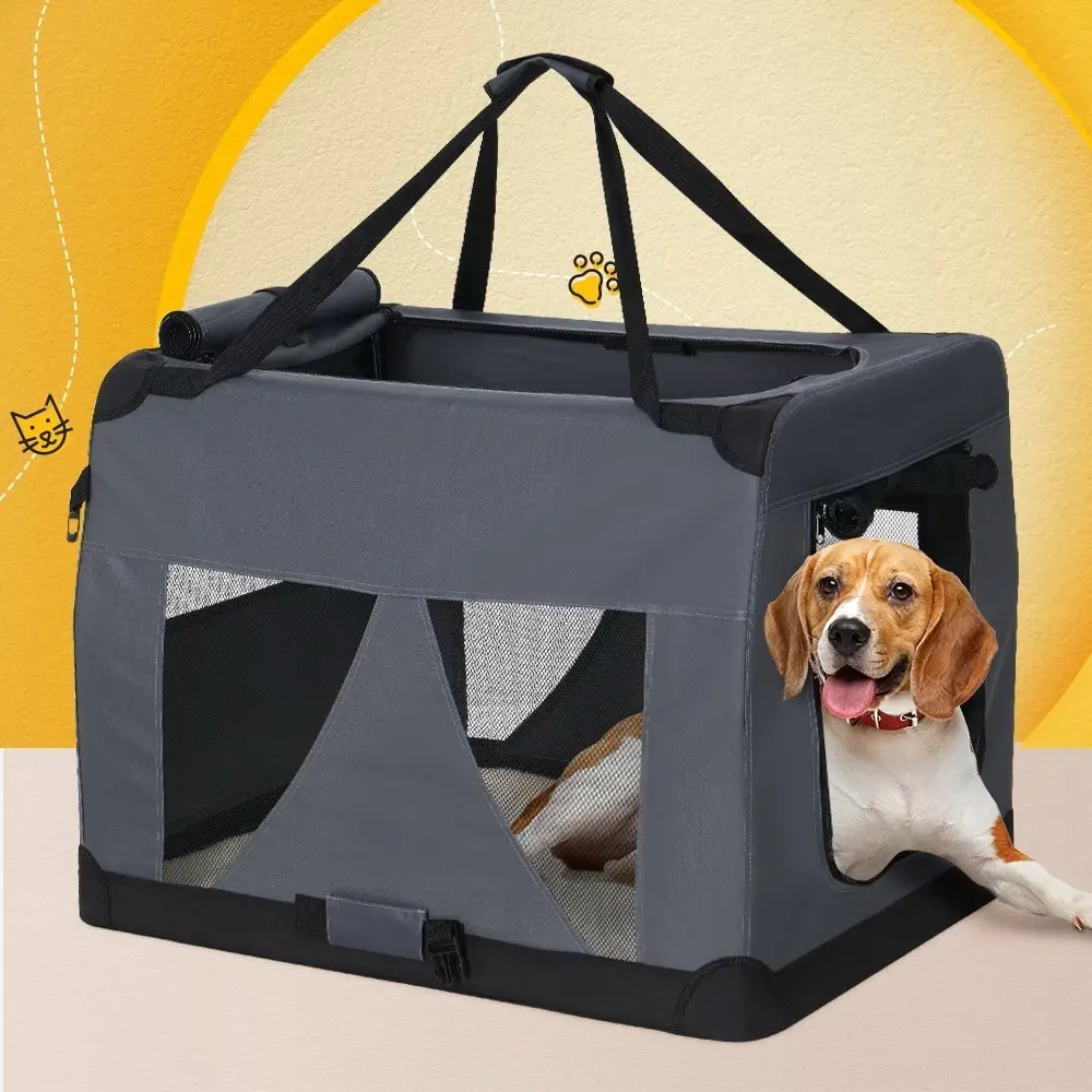i.Pet Pet Carrier Soft Crate Dog Cat Travel 121x80CM Portable Foldable Car 4XL - Pets