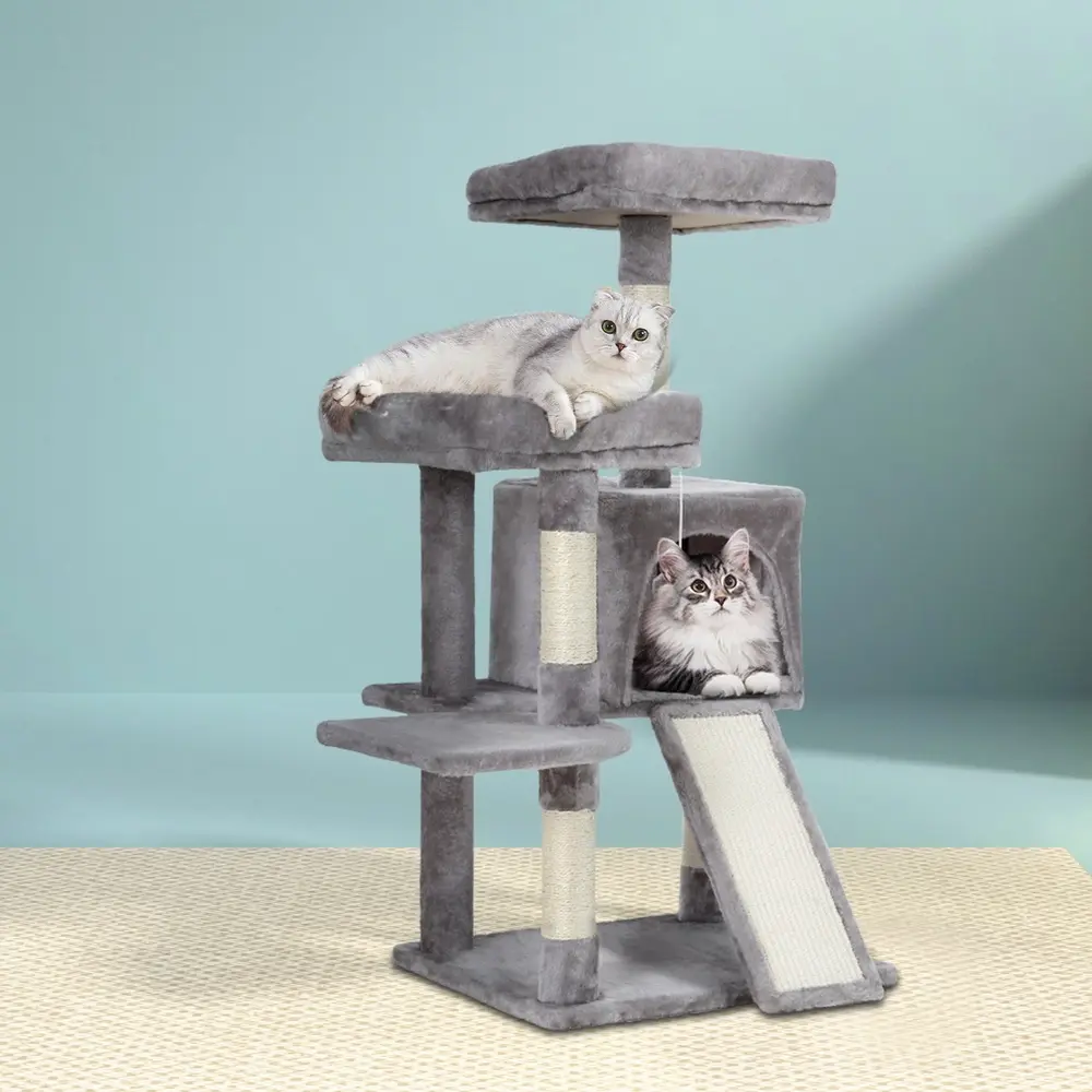 i.Pet Cat Tree 103cm Tower Scratching Post Scratcher Wood Condo House Trees Grey - Pets