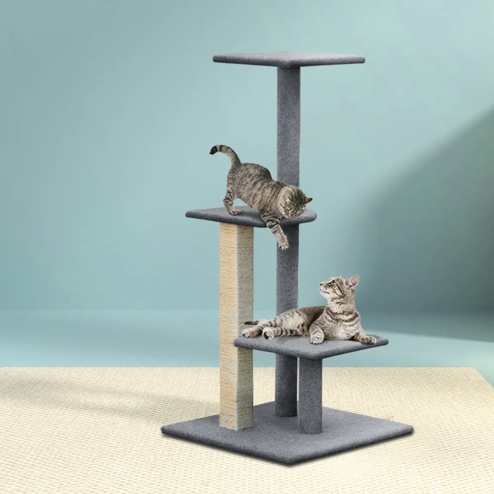 i.Pet Cat Tree 124cm Scratching Post Tower Scratcher Trees Wood Condo Board - Pets