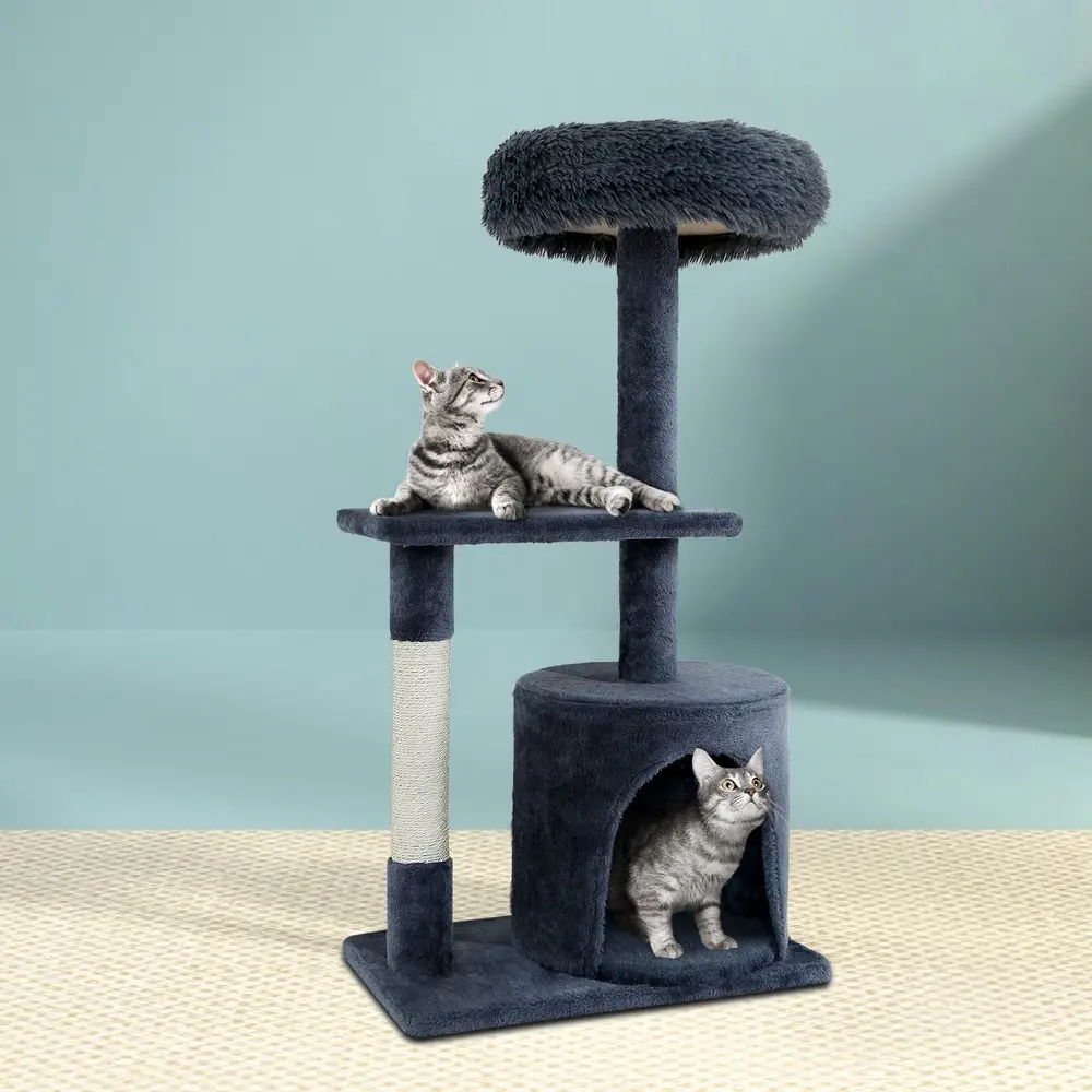 i.Pet Cat Tree 94cm Scratching Post Tower Scratcher Condo House Wood Trees Grey - Pets