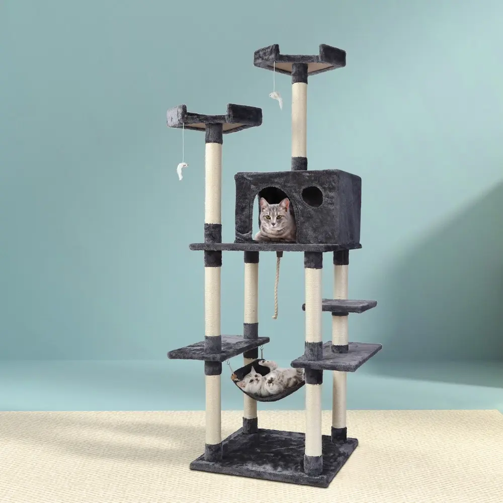 i.Pet Cat Tree 184cm Tower Scratching Post Scratcher Wood Trees Condo Bed House - Pets