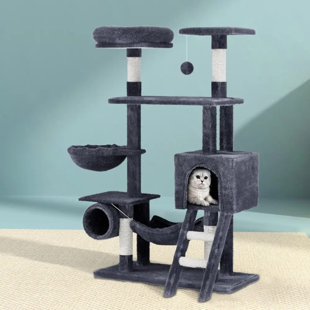 i.Pet Cat Tree 144cm Tower Scratching Post Scratcher Wood Condo Toys House Bed - Pets