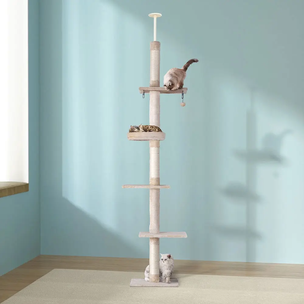i.Pet Cat Tree 290cm Tower Scratching Cats Post Scratcher Floor to Ceiling Bed - Pets