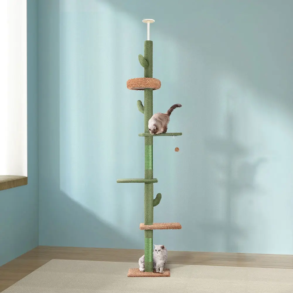 i.Pet Cat Tree Tower Scratching Post Scratcher Floor to Ceiling Cats Bed 290cm - Pets