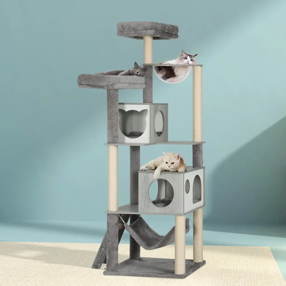 i.Pet Cat Tree 178cm Tower Scratching Post Scratcher Wood Bed Condo House Wooden Ladder - Pets