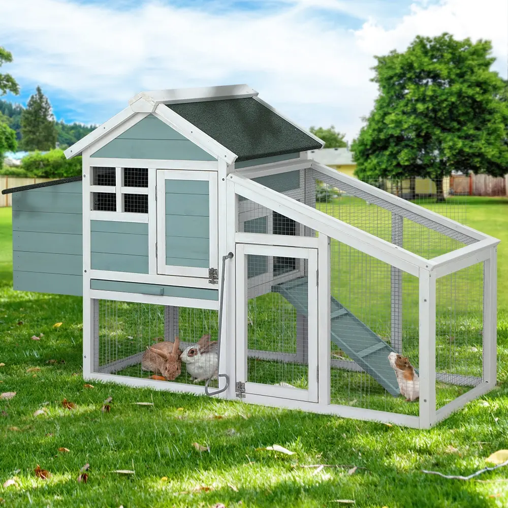 i.Pet Chicken Coop Rabbit Hutch 150cm x 60cm x 93cm Large House Run Cage Wooden Outdoor Bunny - Save up to 70% Off Pet Supplies