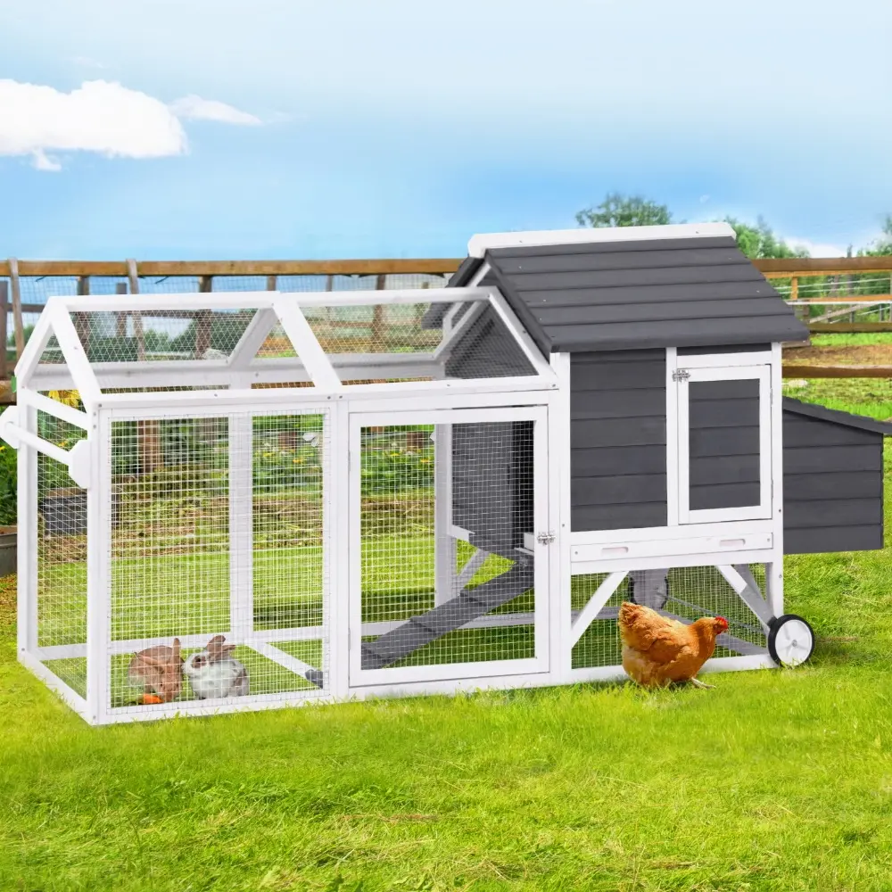 i.Pet Chicken Coop Rabbit Hutch Extra Large Wooden Run Bunny Cage House Outdoor - Pets