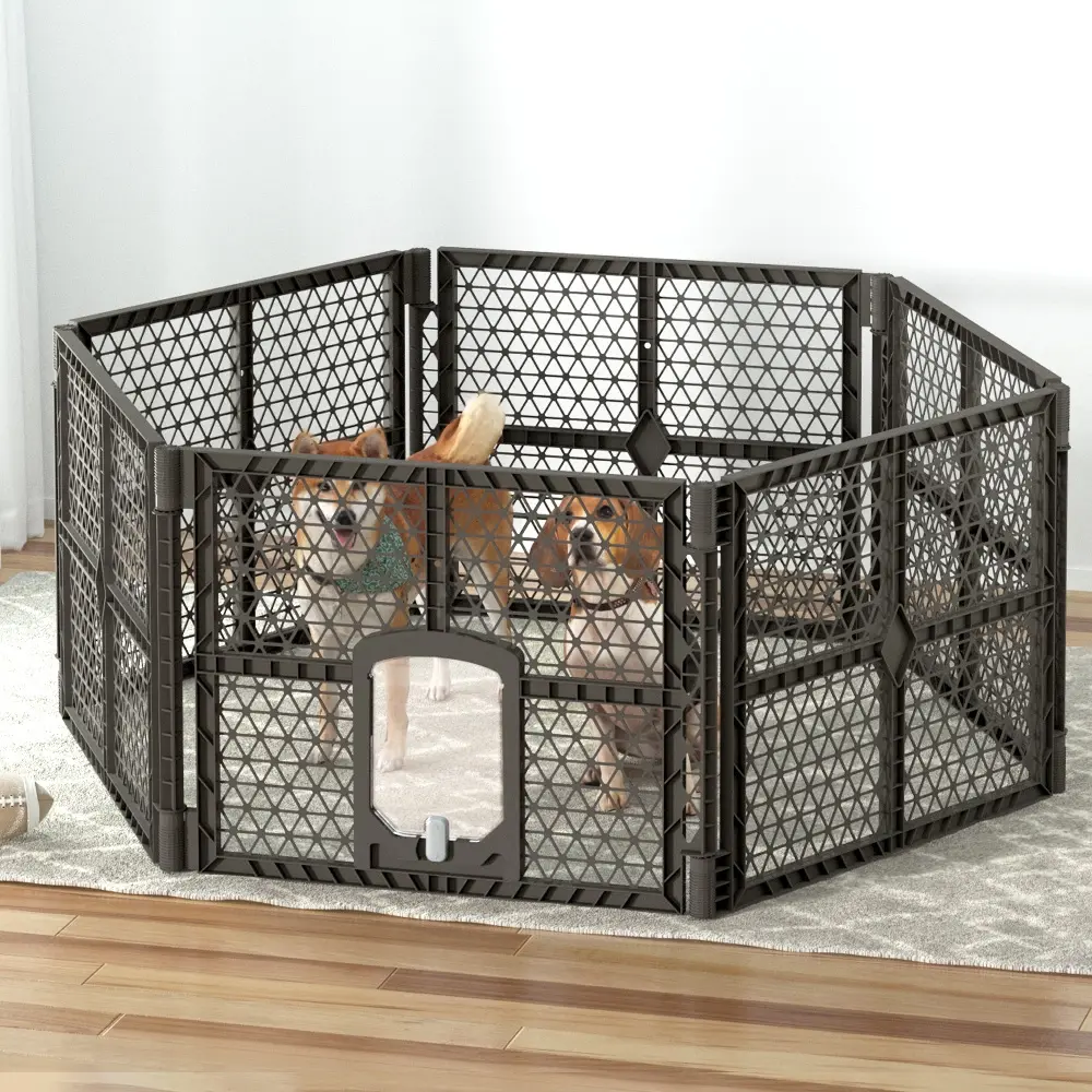 i.Pet Dog Playpen Enclosure 6 Panel Pet Fence Plastic Play Pen - Pets