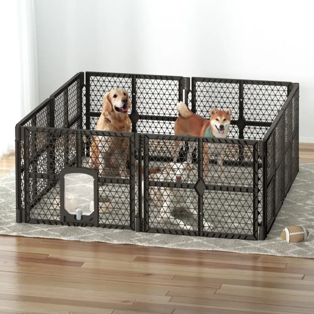 i.Pet Dog Playpen Enclosure 8 Panel Pet Fence Plastic Play Pen - Pets