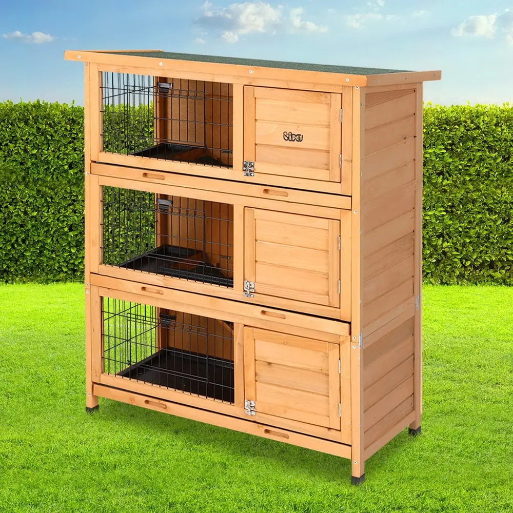 i.Pet Rabbit Hutch 91.5cm x 46cm x 116.5cm Chicken Coop Large House Cage Run Wooden Bunny Outdoor - Save up to 70% Off Pet Supplies