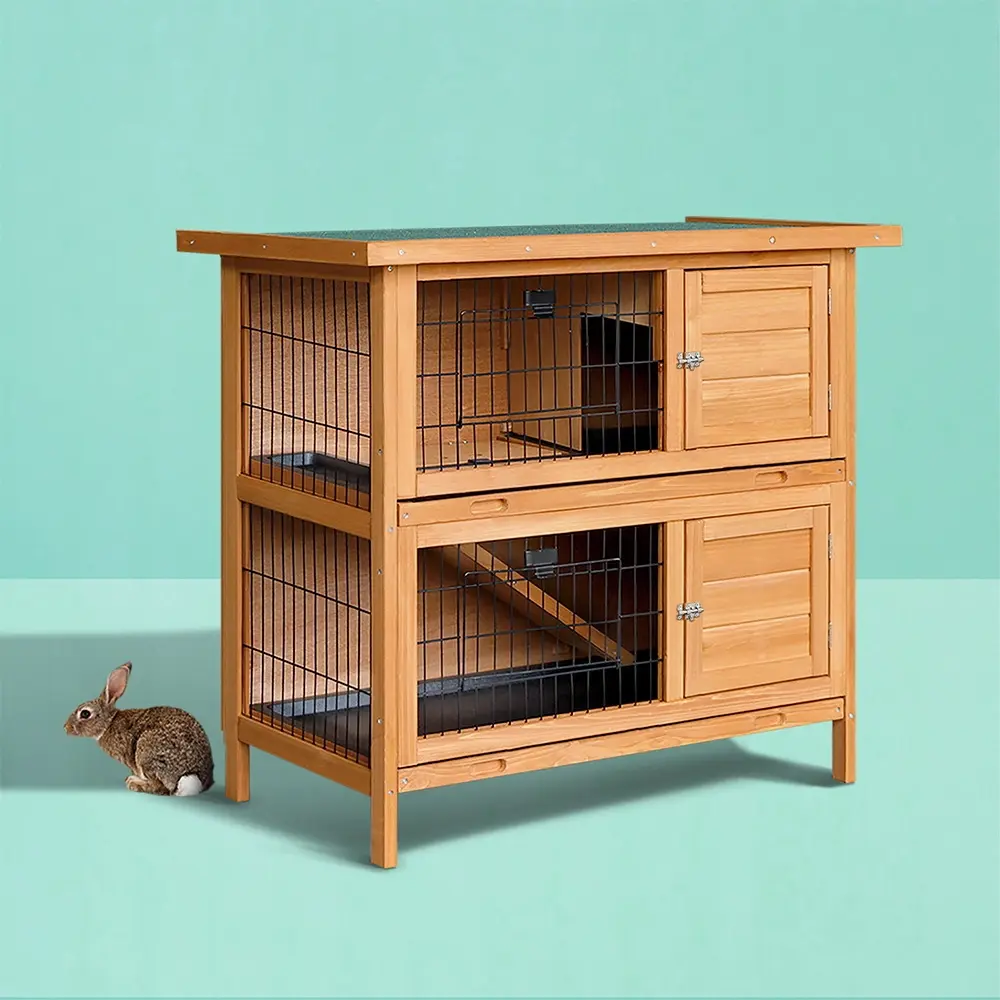 i.Pet Rabbit Hutch 91.5cm x 45cm x 82cm Chicken Coop Large Wooden House Run Cage Pet Bunny - Save up to 70% Off Pet Supplies