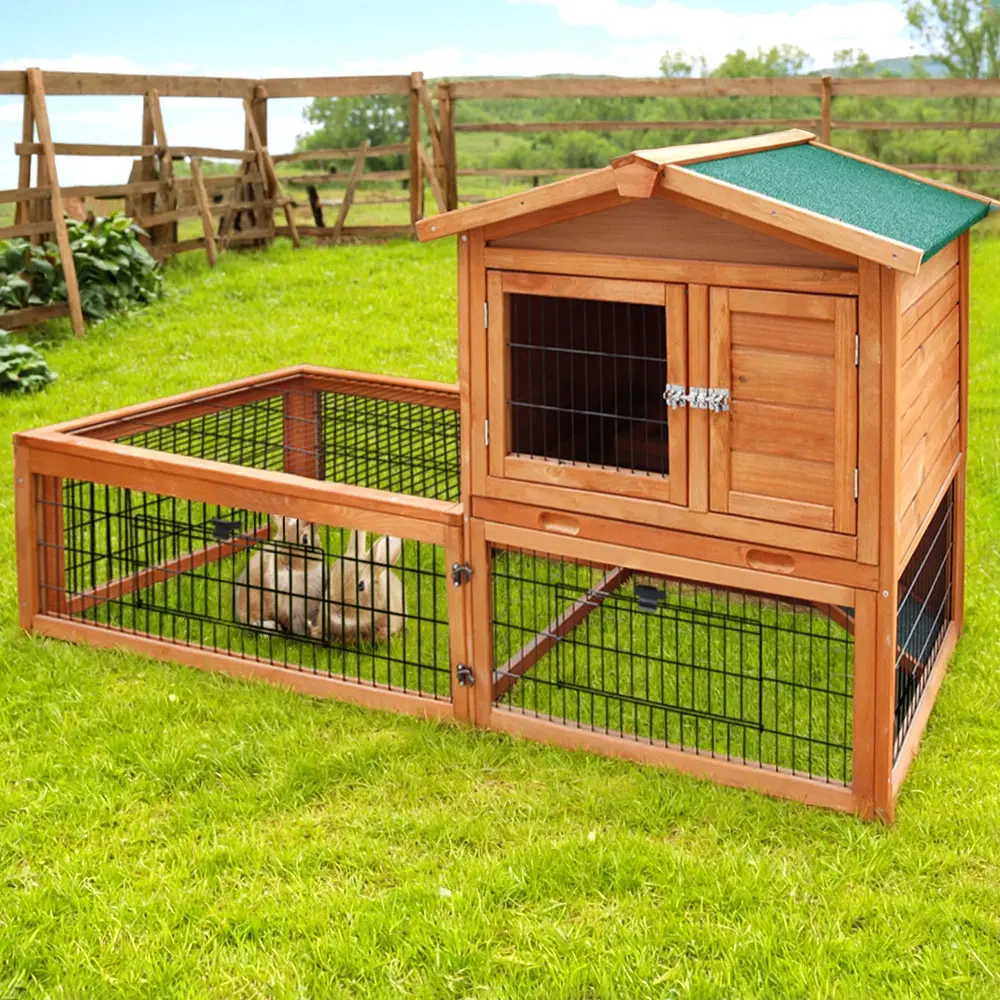 i.Pet Chicken Coop 155cm x 49cm x 90cm Rabbit Hutch Large Run Wooden Cage House Outdoor - Save up to 70% Off Pet Supplies