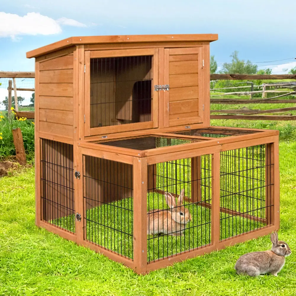 i.Pet Chicken Coop 96cm x 96cm x 100cm Rabbit Hutch Large Run Wooden Cage Outdoor House - Best Sellers From $10