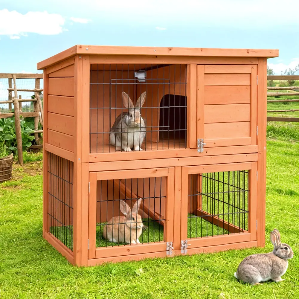 i.Pet Chicken Coop 88cm x 40cm x 76cm Rabbit Hutch Large House Run Wooden Cage Outdoor - Pets