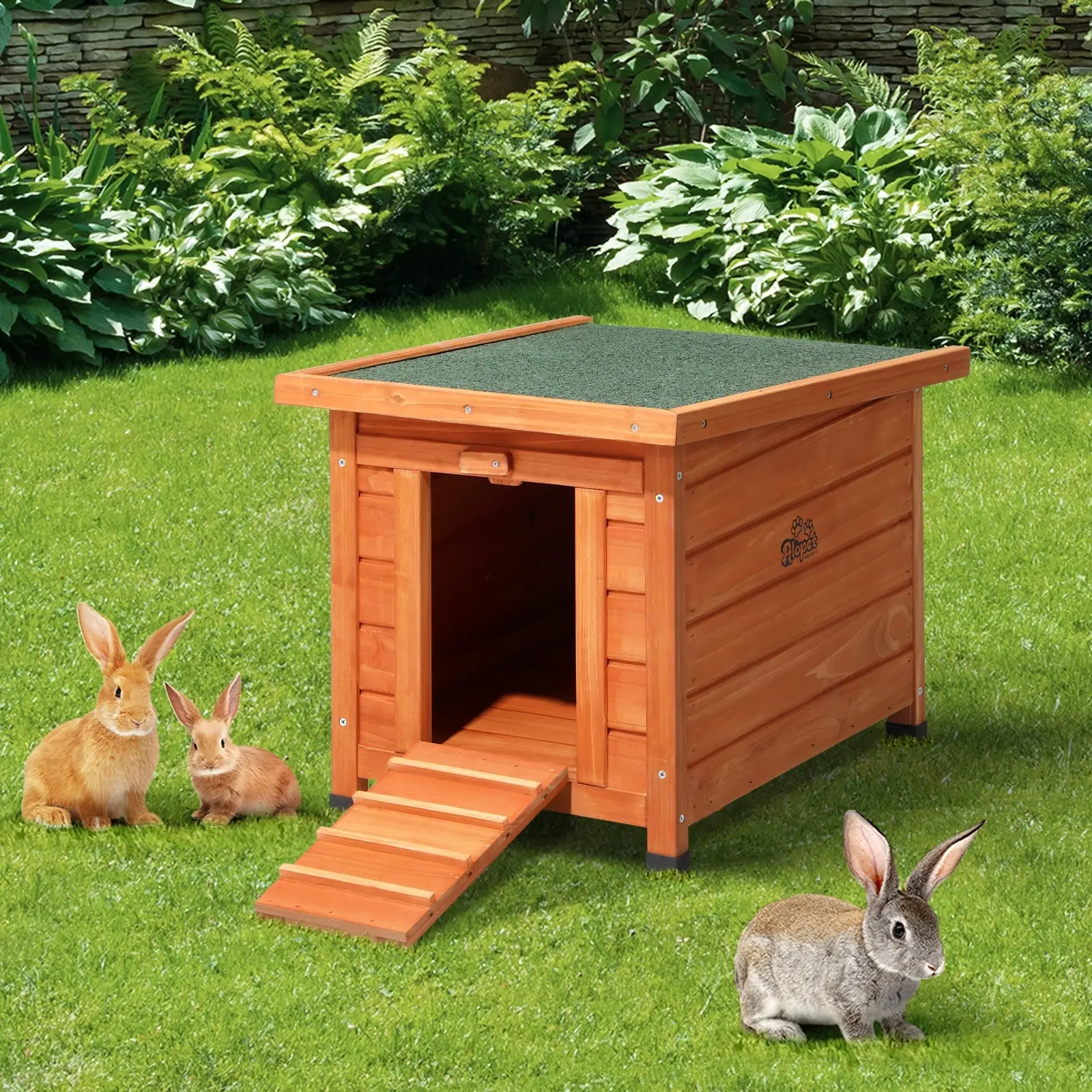 Alopet Cube Rabbit Hutch Wooden Cage Chicken Coop House Enclosure Outdoor/Indoor - Pets