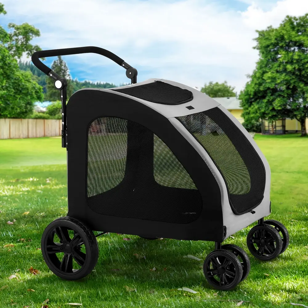 i.Pet Pet Stroller Dog Pram Large Carrier Cat Travel Foldable Strollers 4 Wheels Trolley - Pets