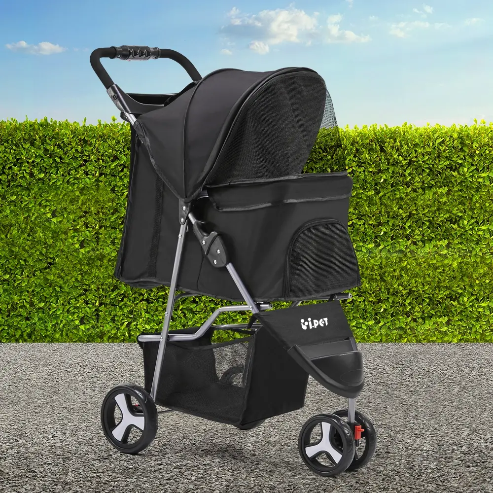 i.Pet Pet Stroller Dog Pram Cat Carrier Large Travel Pushchair Foldable 3 Wheels - Pets