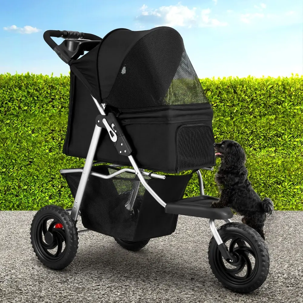 i.Pet Pet Stroller Dog Pram Large Cat Carrier Travel 3 Wheels Foldable Pushchair - Pets