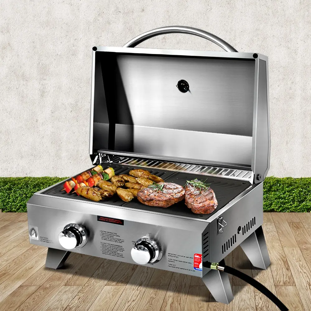 Grillz Portable Gas BBQ Grill 2 Burners with 2 Plates - Up to 40% off - Tongmaster Sale
