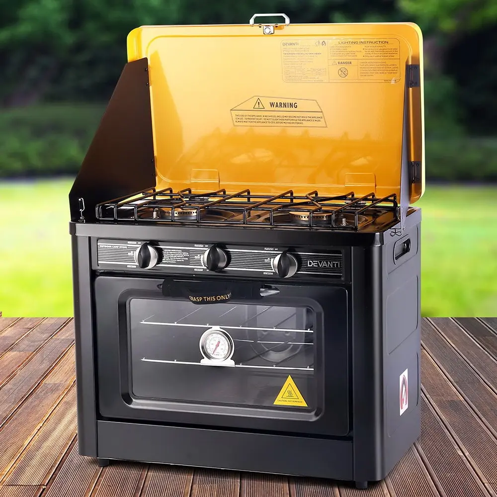 Devanti Portable Gas Oven LPG Black - Sports & Outdoor
