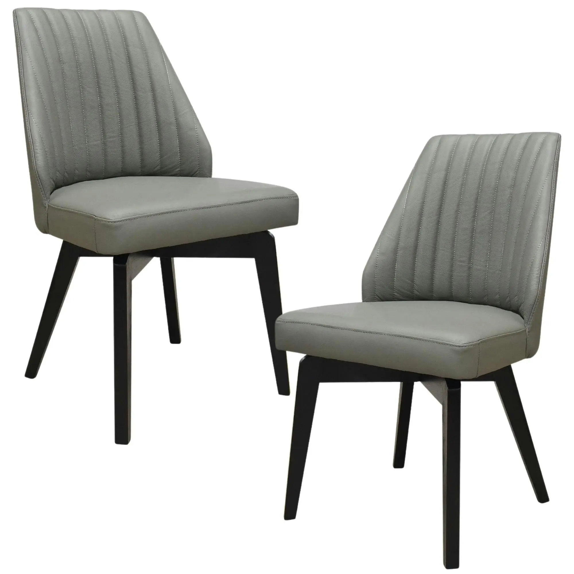 Shelby Set of 2 Leather Dining Chair Grey - Furniture
