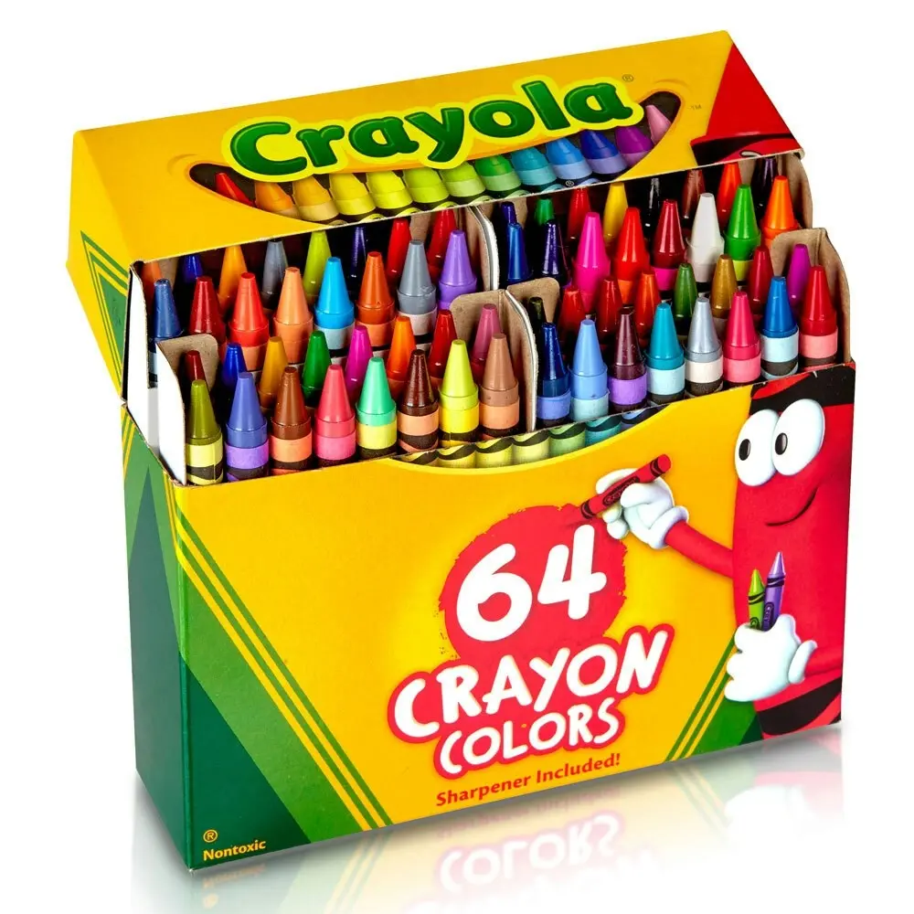 64 Crayola Crayon Box w/ Sharpener Colouring Drawing Arts/Craft Children 3y+ - Hobbies