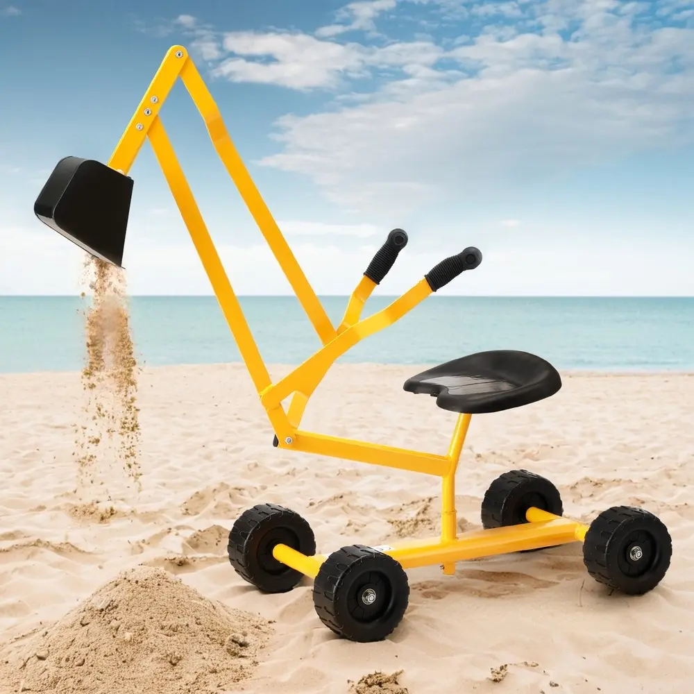 Keezi Kids Ride On Car Digger Bulldozer Sandpit Play Toys Rotate Seat Yellow - Toys & Games