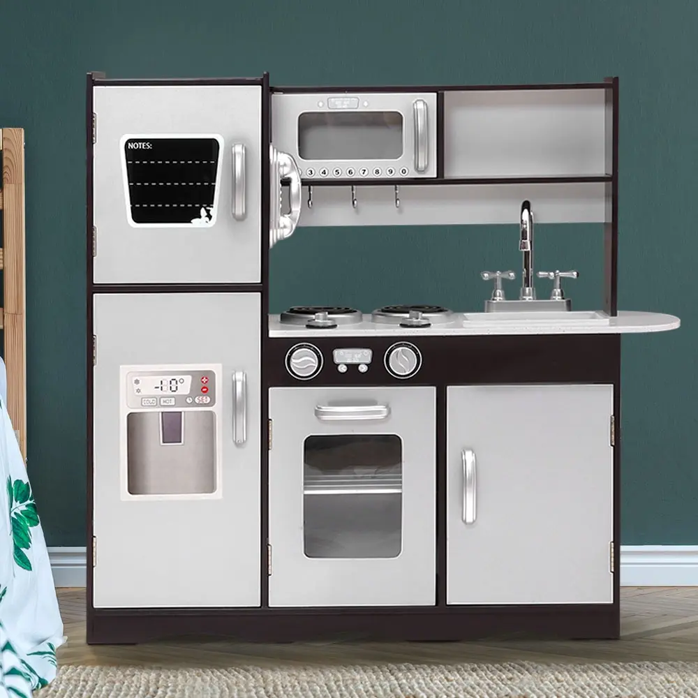 Keezi Kids Kitchen Play Set Wooden Pretend Toys Cooking Children Stove Fridge - Toys & Games