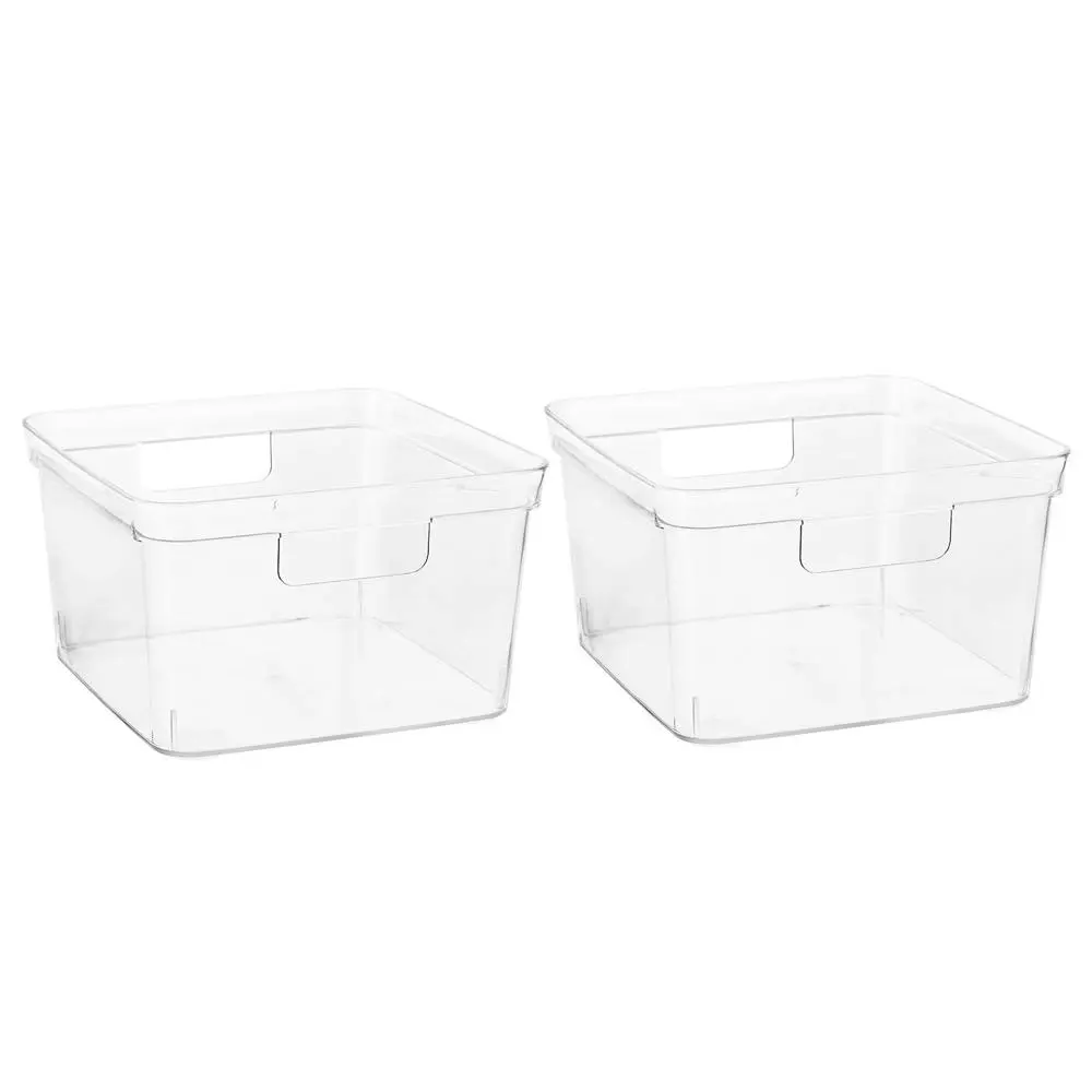 2x Boxsweden Crystal Square 25.5x15cm Storage Container Home Organiser Box CLR - Home & Garden