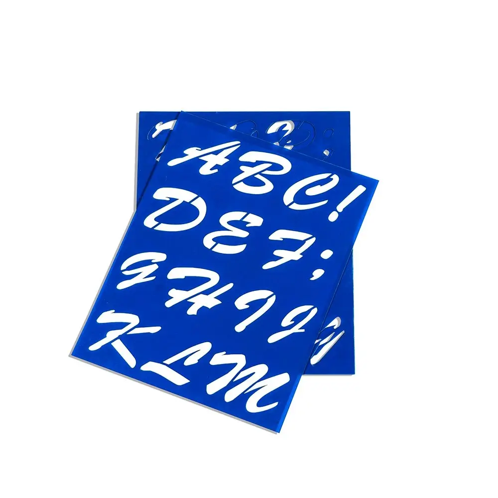 Sandleford 50mm Plastic Letter/Number Stencil Set Art/Craft Drawing Kit Blue - Hobbies
