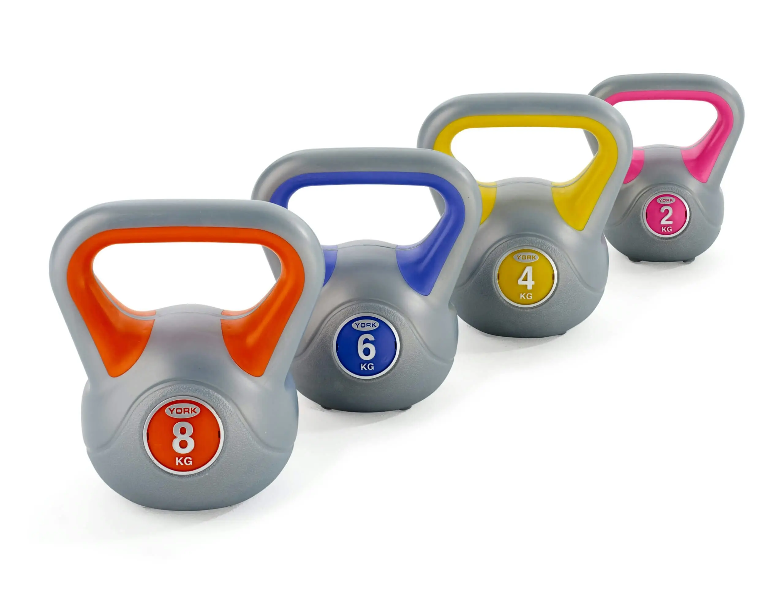 York Fitness Vinyl Kettlebell Set (2kg,4kg,6kg,8kg) - Sports & Outdoor