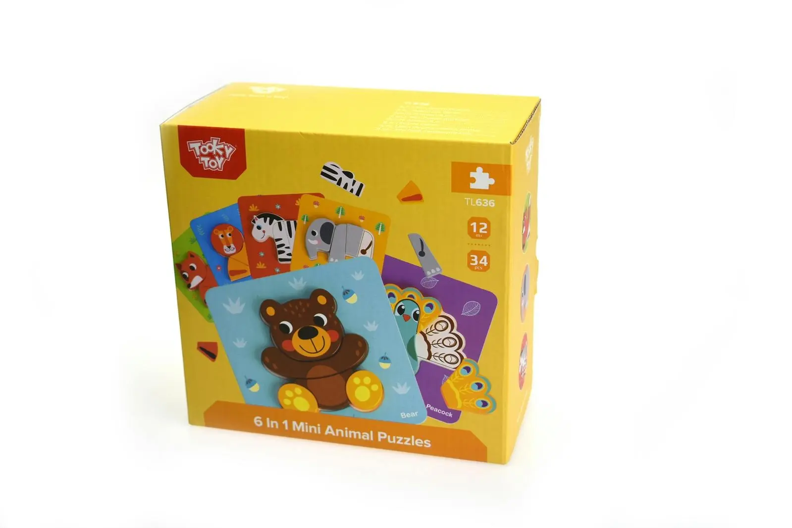 Tooky Toy 6 In 1 Mini Wooden Kids/Toddler Learning Animal Puzzle Play Set 12m+ - Toys & Games
