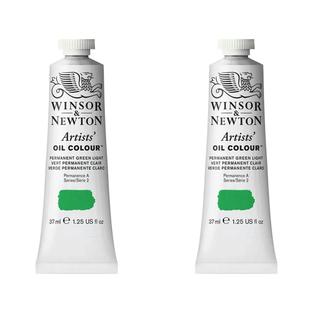 2x Winsor & Newton Artists Oil Colour 37ml Art Paint Tube Permanent GRN Light S4 - Hobbies