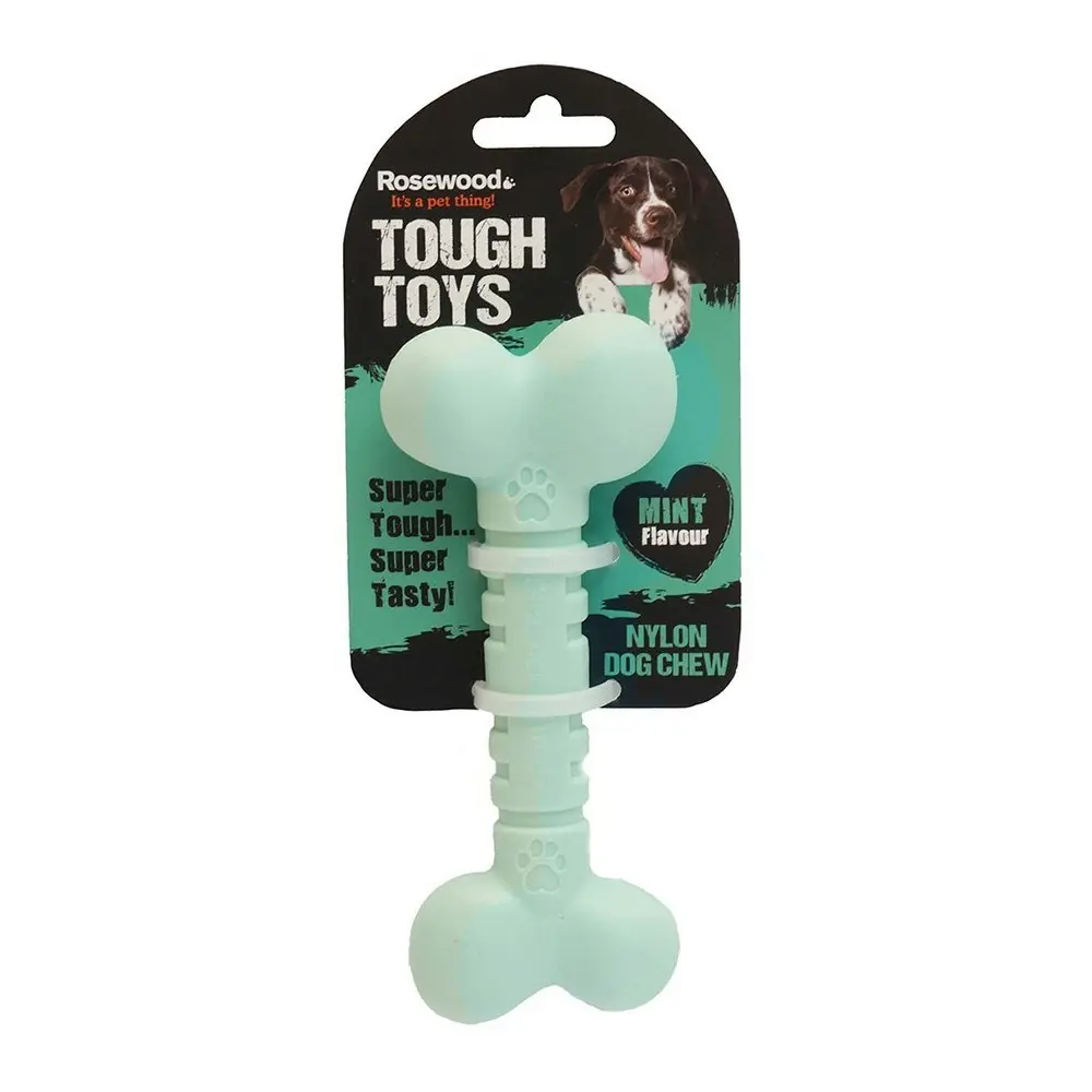 Rosewood Tough Guys Nylon 12.5cm Flavoured Mint Bone Dental Chew Toy Small Green - Pets